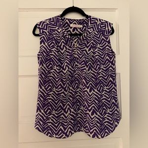 Purple and White Silk Blouse